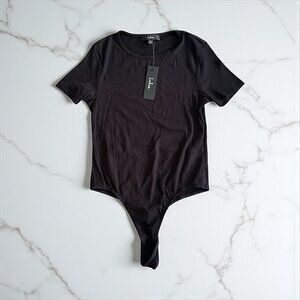 LULUS Black Short Sleeve Bodysuit Size Medium NEW New with tags